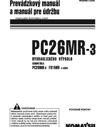 PC26MR-3(ITA) S/N F31560-UP Operation manual (Slovak)
