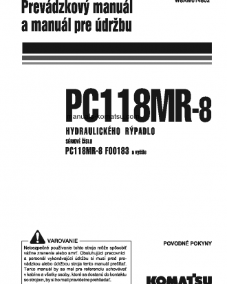 PC118MR-8(ITA) S/N F00183-UP Operation manual (Slovak)