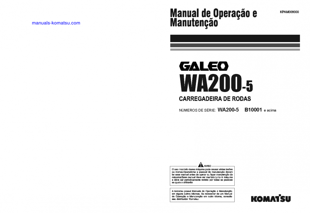 WA200-5(JPN) S/N B10001-UP Operation manual (Portuguese)