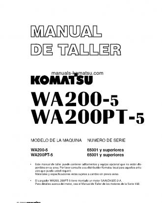 WA200-5(JPN) S/N 65001-UP Shop (repair) manual (Spanish)