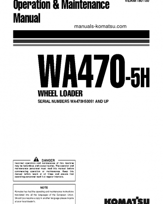 WA470-5(DEU)-H S/N H50051-UP Operation manual (English)