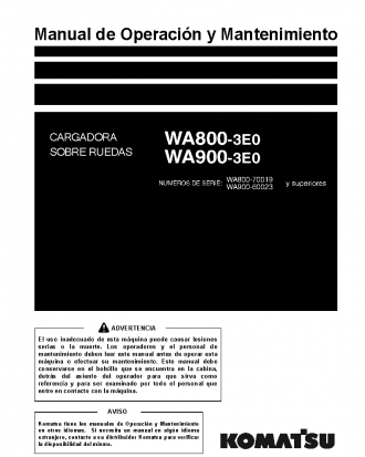 WA900-3(JPN)-E0 S/N 60023-UP Operation manual (Spanish)
