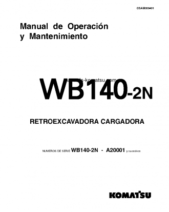 WB140-2(USA)-N S/N A20001-UP Operation manual (Spanish)