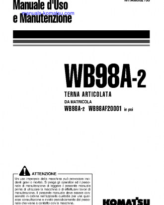WB98A-2(ITA) S/N WB98F20001-UP Operation manual (English)