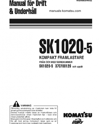 SK1020-5(ITA) S/N 37CF00126-37CF00137 Operation manual (Swedish)