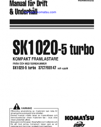 SK1020-5(ITA)-TURBO S/N 37CTF00147-37CTF00363 Operation manual (Swedish)