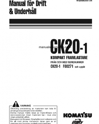 CK20-1(ITA) S/N F00271-UP Operation manual (Swedish)