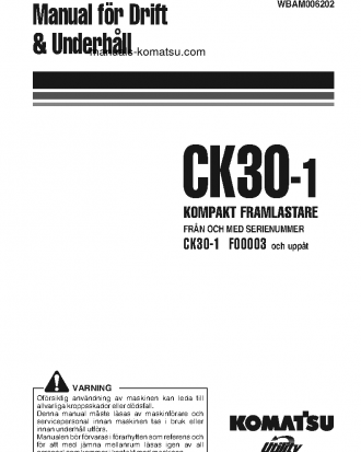 CK30-1(ITA) S/N F00003-F00187 Operation manual (Swedish)