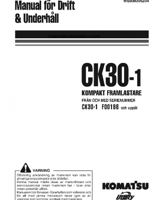 CK30-1(ITA) S/N F00198-UP Operation manual (Swedish)