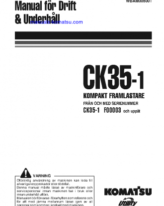 CK35-1(ITA) S/N F00003-F00054 Operation manual (Swedish)