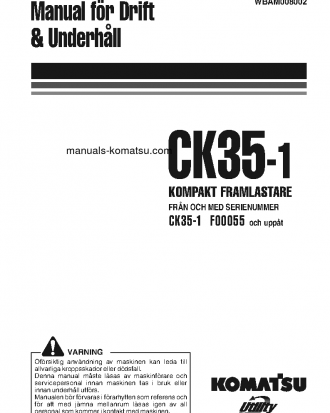 CK35-1(ITA) S/N F00055-F00072 Operation manual (Swedish)