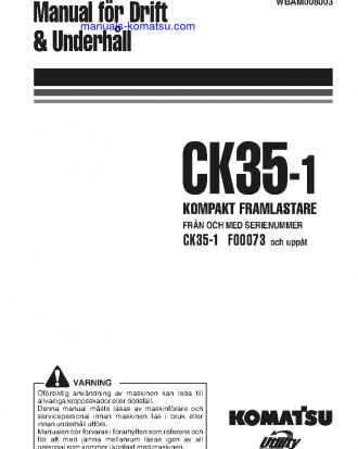 CK35-1(ITA) S/N F00073-UP Operation manual (Swedish)