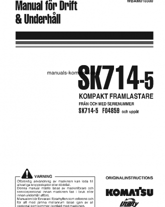 SK714-5(ITA)-/ S/N F04859-UP Operation manual (Swedish)