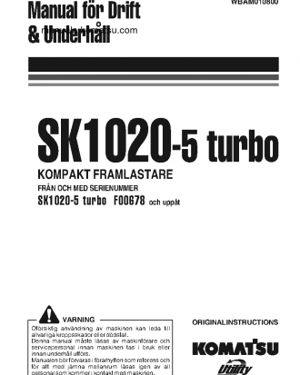 SK1020-5(ITA)-TURBO S/N F00678-UP Operation manual (Swedish)