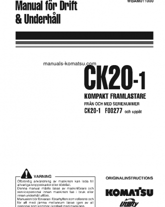 CK20-1(ITA) S/N F00277-UP Operation manual (Swedish)