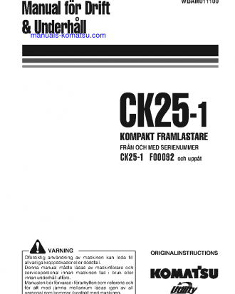 CK25-1(ITA) S/N F00092-UP Operation manual (Swedish)