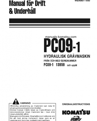 PC09-1(ITA) S/N 13959-UP Operation manual (Swedish)