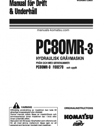 PC80MR-3(ITA) S/N F00270-UP Operation manual (Swedish)