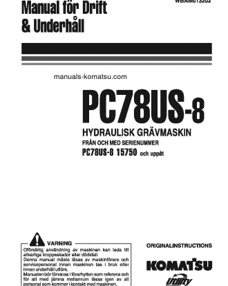 PC78US-8(JPN)-FOR EU S/N 15750-UP Operation manual (Swedish)