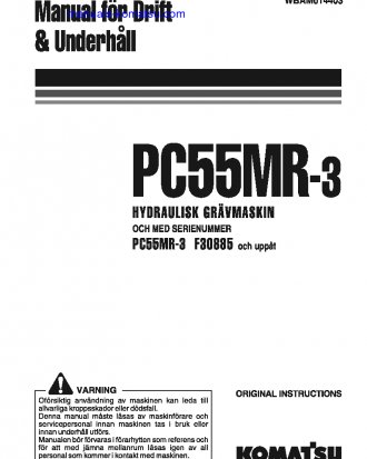 PC55MR-3(ITA) S/N F30885-UP Operation manual (Swedish)