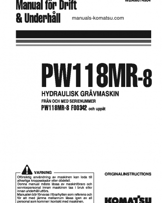 PW118MR-8(ITA) S/N F00342-UP Operation manual (Swedish)
