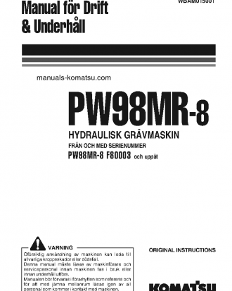 PW98MR-8(ITA) S/N F80003-UP Operation manual (Swedish)