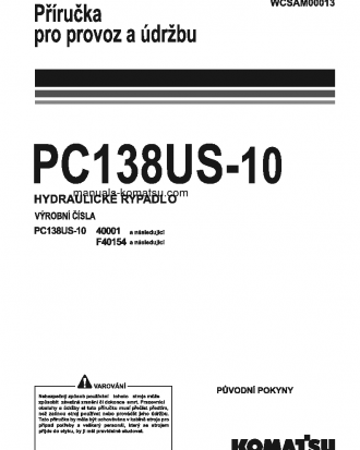 PC138US-10(ITA) S/N 40001-UP Operation manual (Czech)