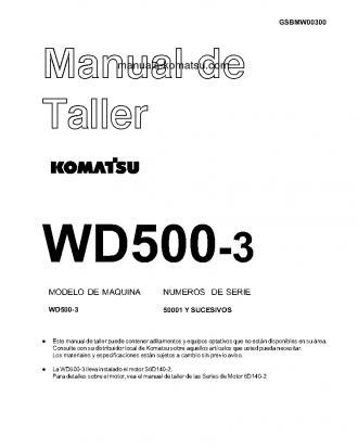 WD500-3(JPN) S/N 50001-UP Shop (repair) manual (Spanish)