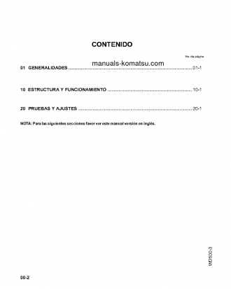 WD500-3(JPN) S/N 50001-UP Shop (repair) manual (Spanish)
