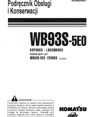 WB93S-5(ITA)-TIER 3 S/N F20003-UP Operation manual (Polish)