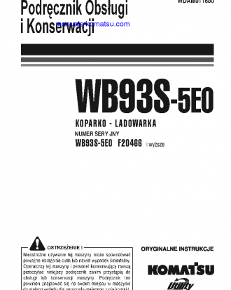 WB93S-5(ITA)-TIER 3 S/N F20466-UP Operation manual (Polish)