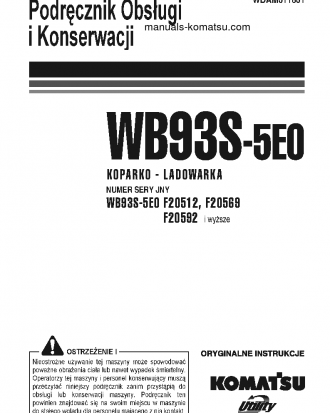 WB93S-5(ITA)-TIER 3 S/N F20592-UP Operation manual (Polish)