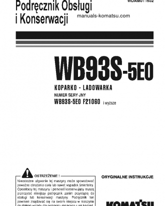 WB93S-5(ITA)-TIER 3 S/N F21060-UP Operation manual (Polish)