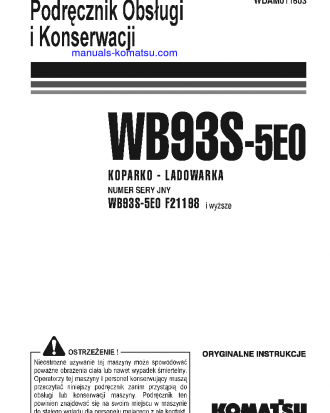 WB93S-5(ITA)-TIER 3 S/N F21198-UP Operation manual (Polish)