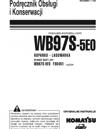 WB97S-5(ITA)-TIER 3 S/N F30451-UP Operation manual (Polish)