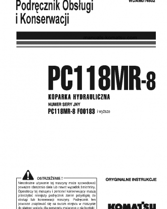 PC118MR-8(ITA) S/N F00183-UP Operation manual (Polish)