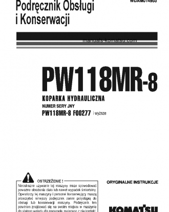 PW118MR-8(ITA) S/N F00277-UP Operation manual (Polish)