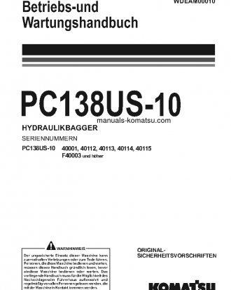 PC138US-10(ITA) S/N F40003-UP Operation manual (German)