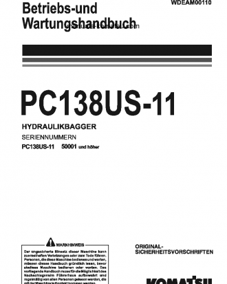 PC138US-11(ITA) S/N 50001-UP Operation manual (German)