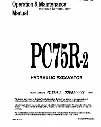 PC75R-2(ITA) S/N 22E5200001-22E5200762 Operation manual (English)