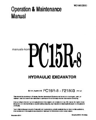 PC15R-8(ITA) S/N F21803-F22261 Operation manual (English)