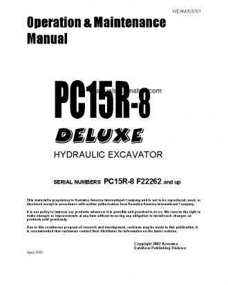 PC15R-8(ITA) S/N F22262-UP Operation manual (English)