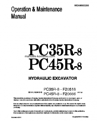 PC35R-8(JPN) S/N F20518-F20931 Operation manual (English)