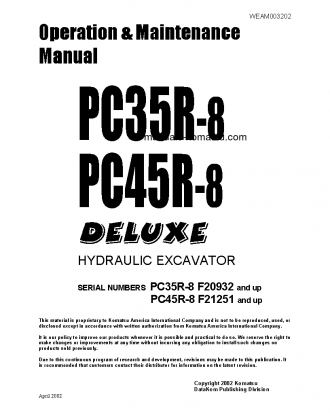 PC35R-8(JPN) S/N F20932-UP Operation manual (English)