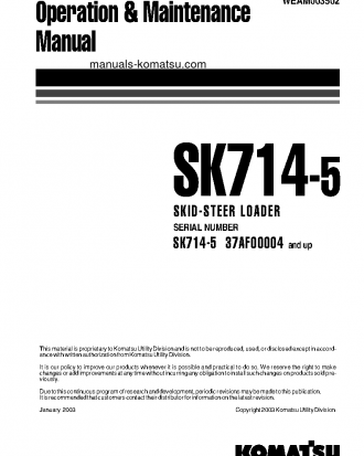 SK714-5(ITA)-/ S/N 37AF00004-37AF01700 Operation manual (English)
