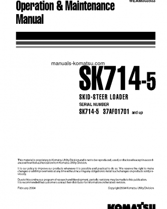 SK714-5(ITA)-/ S/N 37AF01701-37AF01875 Operation manual (English)