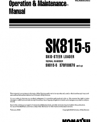 SK815-5(ITA) S/N 37BF00876-37BF00901 Operation manual (English)