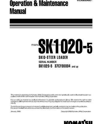 SK1020-5(ITA) S/N 37CF00004-37CF00125 Operation manual (English)