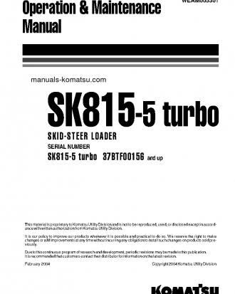 SK815-5(ITA)-TURBO S/N 37BTF00156-37BTF00223 Operation manual (English)