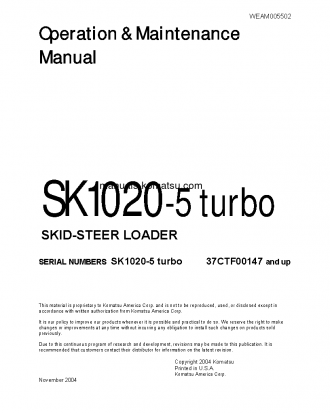 SK1020-5(ITA)-TURBO S/N 37CTF00147-UP Operation manual (English)